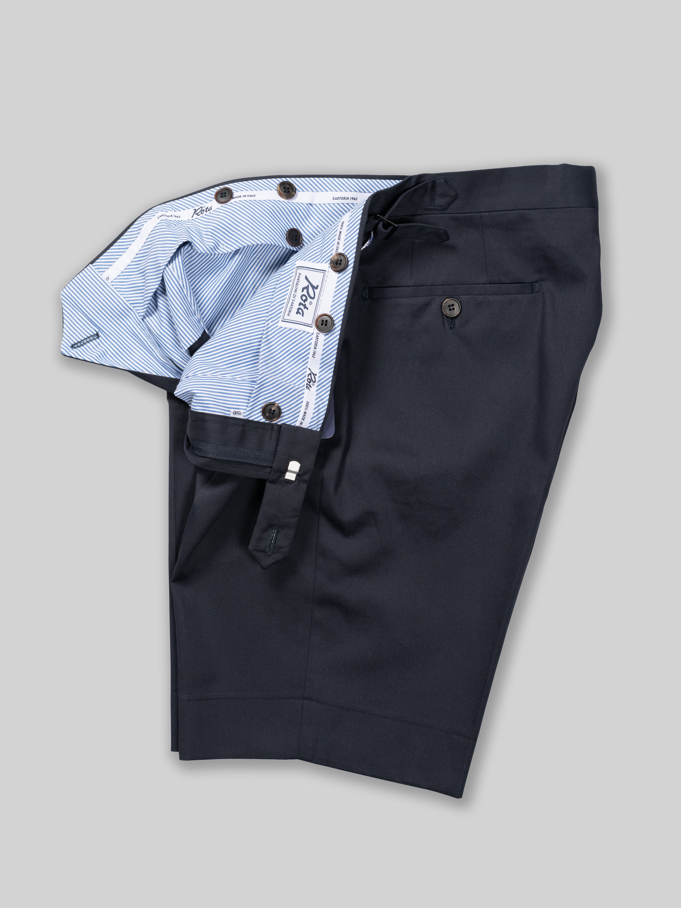 Dark blue pair of regular fit cotton bermuda